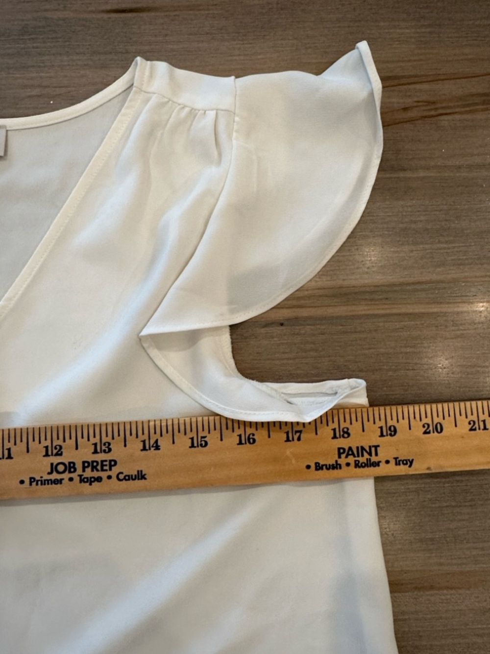 LOFT White Ruffle Sleeve Button-Front Shell - Picture 5 of 6